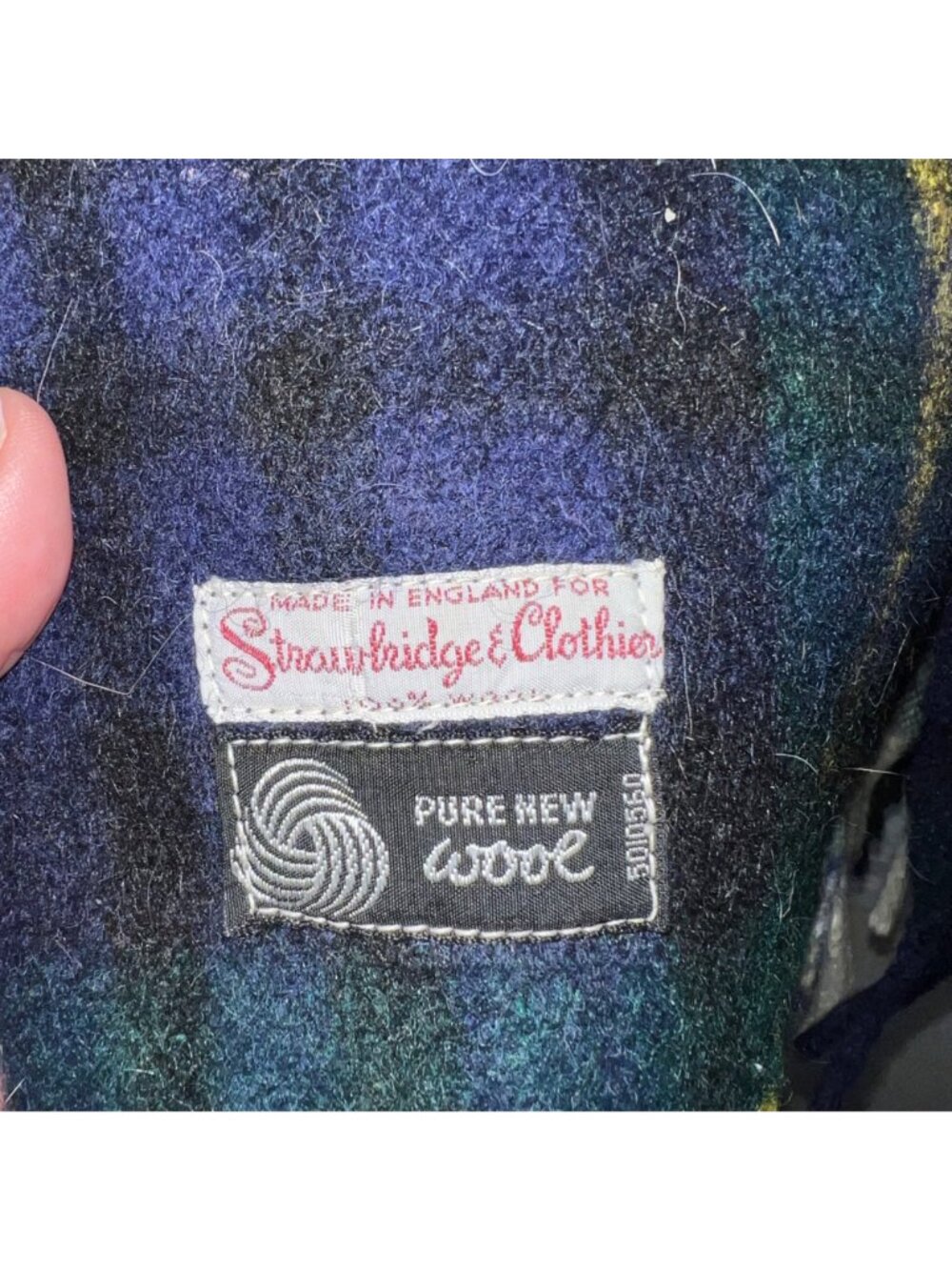 Vintage Wool Plaid Blanket Fringe Made In England Strawbridge & Clothier Tartan - Picture 4 of 7